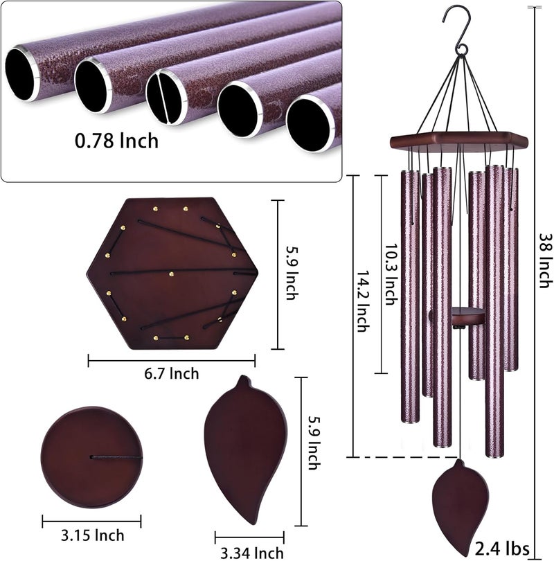 TESECU Sympathy Wind Chimes for Outside Deep Tone, Memorial Loss of a Loved, Large Wind Chimes with 6 Thicken Tubes & Hook, Outdoor Gifts Mother, Garden Decor - Image 3